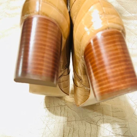 MARC FISHER LEATHER RAGANA CROC BOOT IN DARK NATURAL - Picture 14 of 14